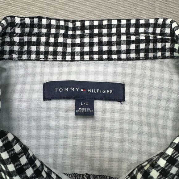 Tommy Hilfiger White Crop Jacket Black white Checkered Size Large Women’s Y2K - Picture 3 of 5